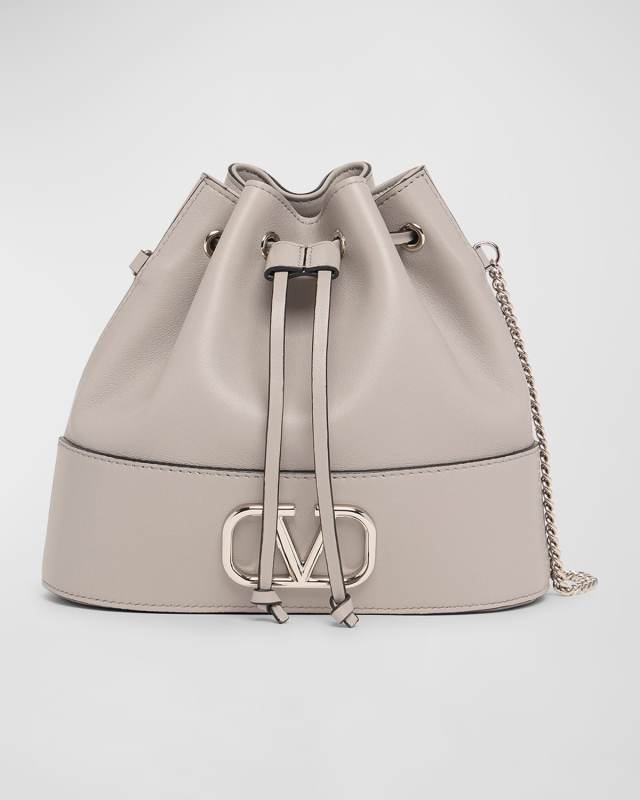 Mini VLOGO Drawstring Leather Bucket Bag